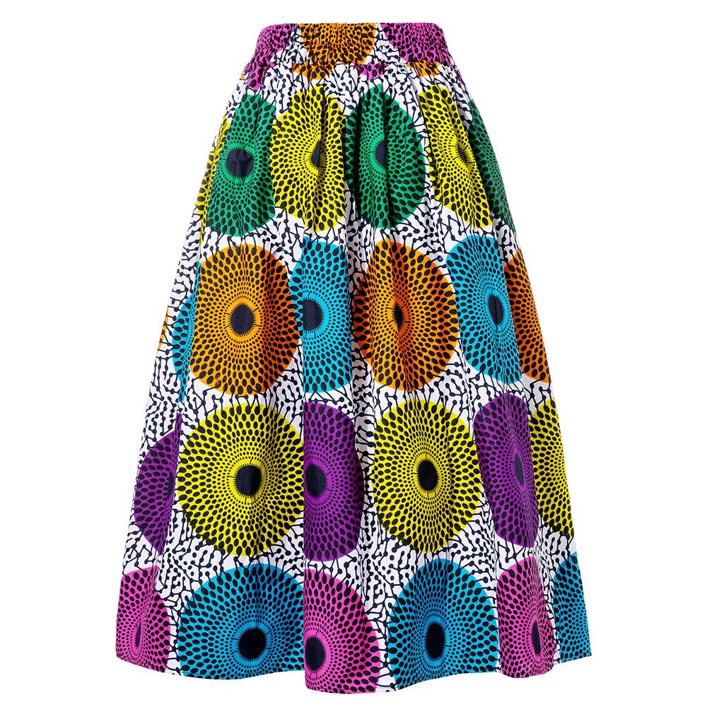 SHENBOLEN  African Skirt Ankara Wax Print Maxi Size XL